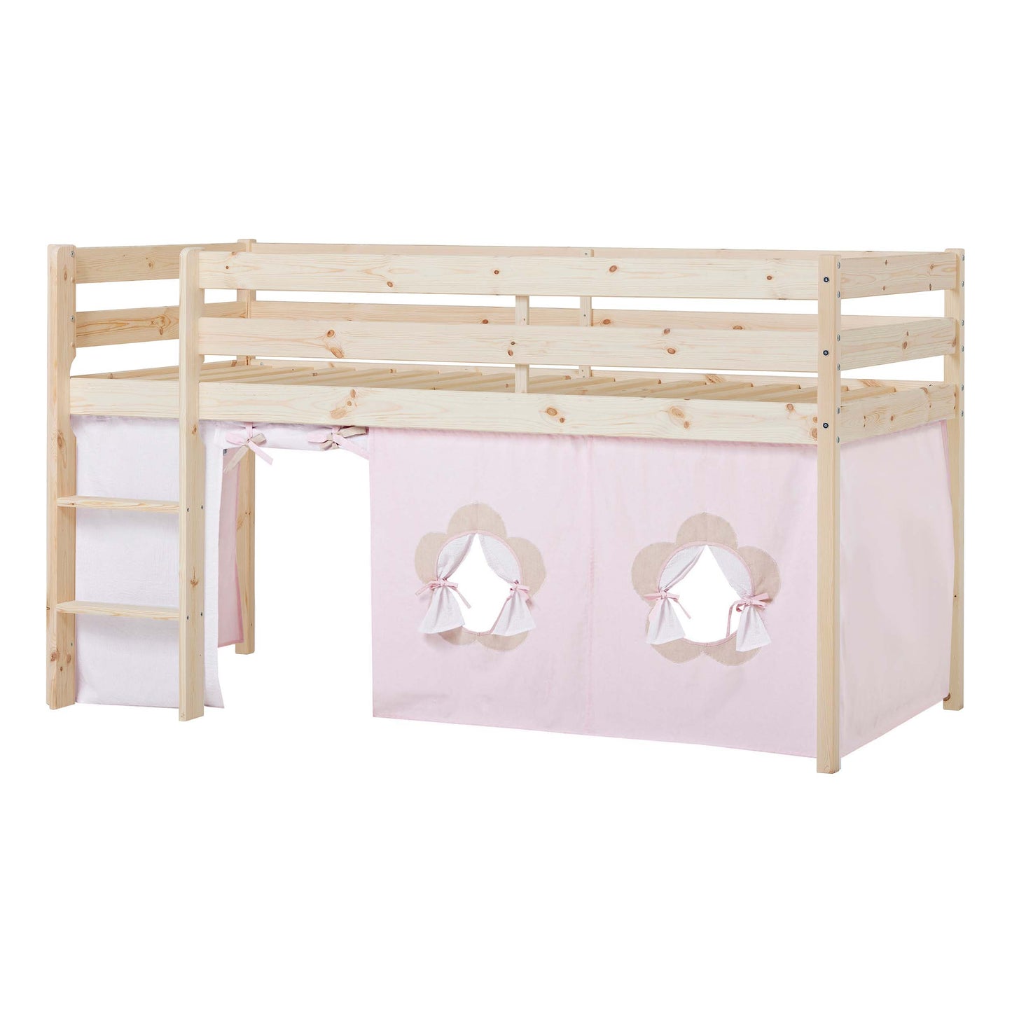 Hoppekids ECO Comfort Mid-High Bed with Fairytale Flower Bed Curtain
