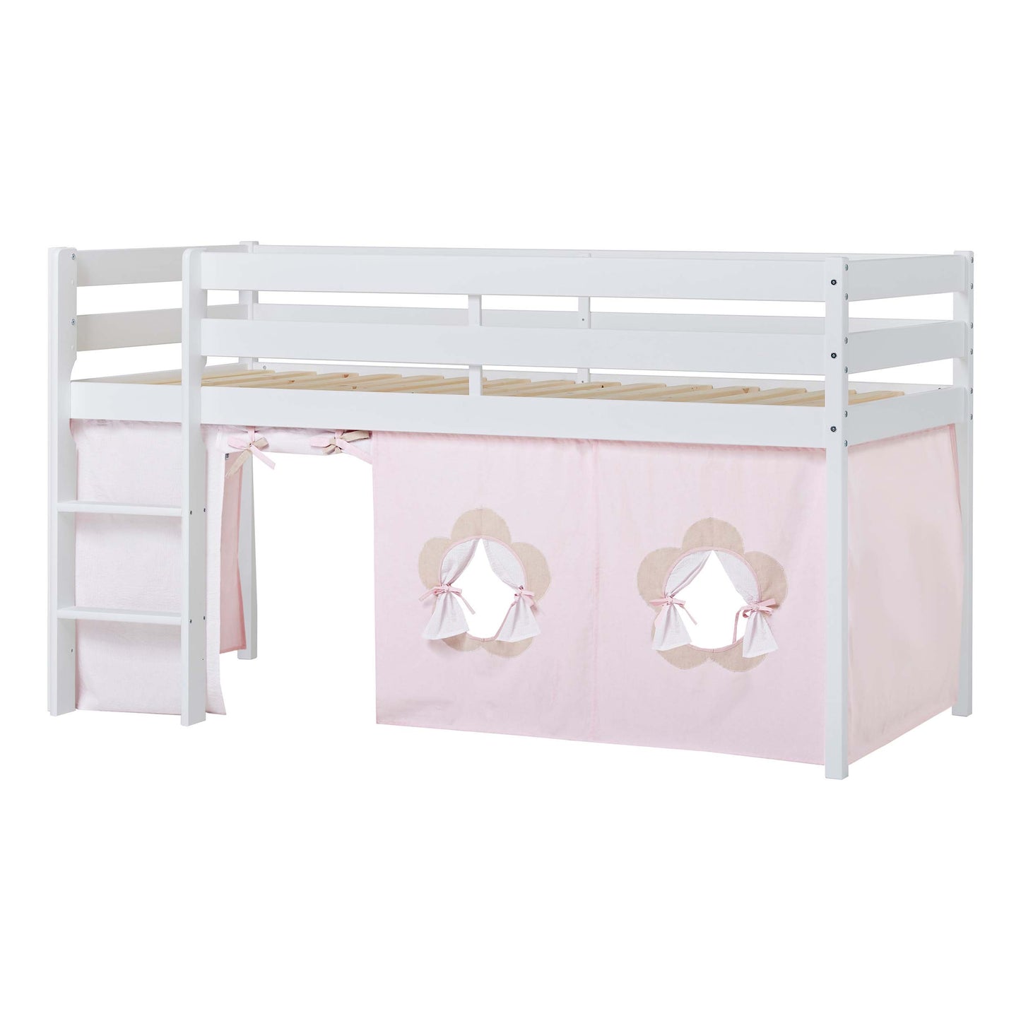 Hoppekids ECO Comfort Mid-High Bed with Fairytale Flower Bed Curtain