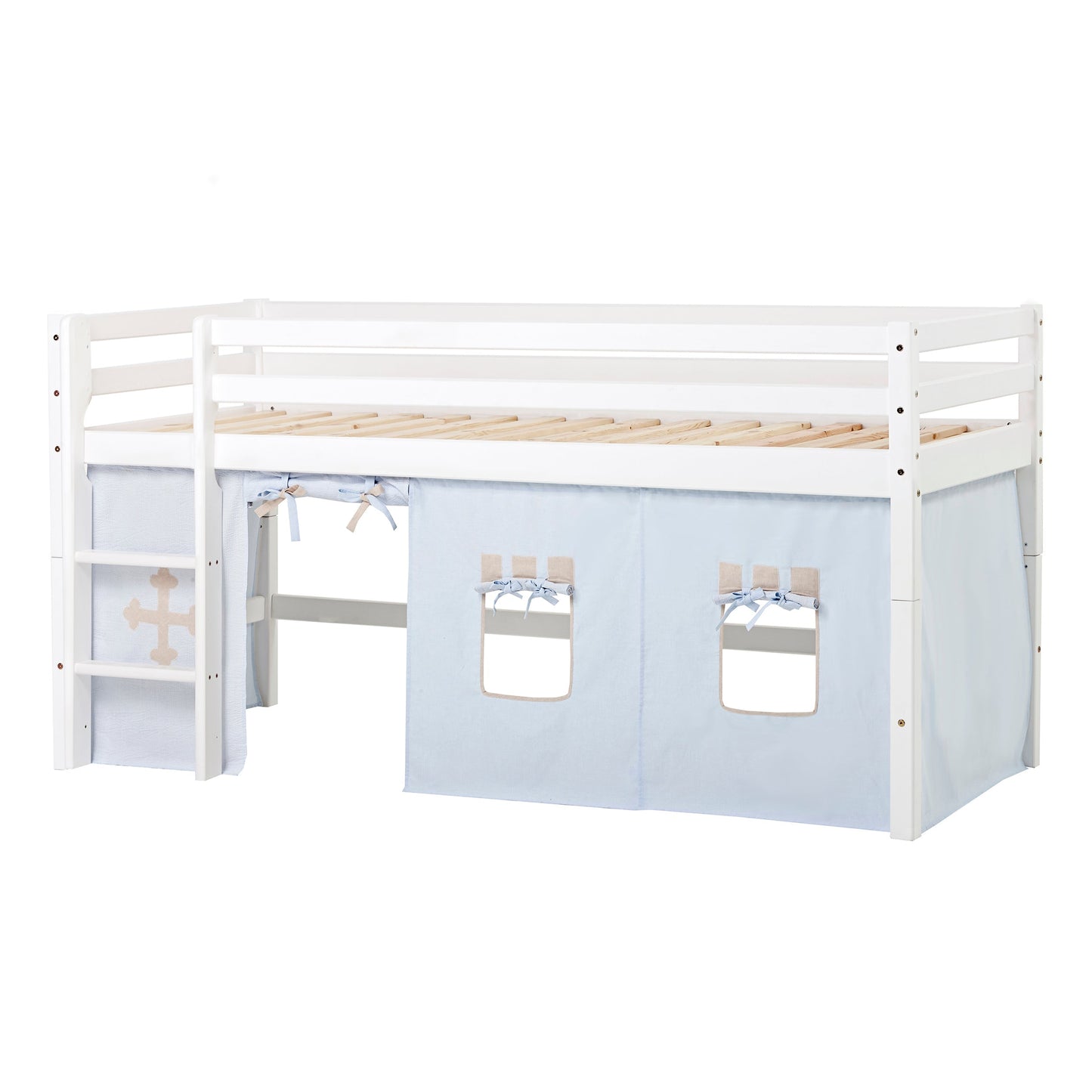 Hoppekids ECO Dream Mid-Height Bed with Fairytale Knight Bed Curtain