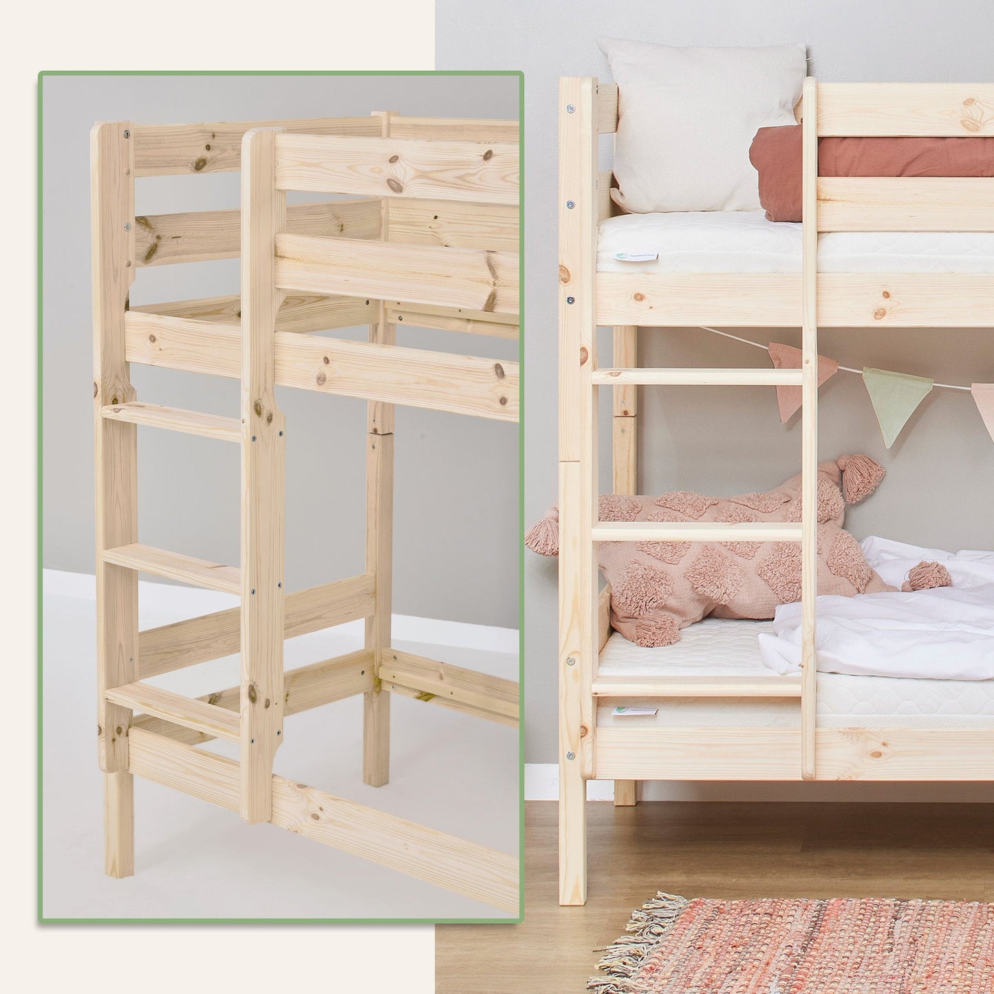 Hoppekids ECO Comfort Køjeseng med 2 Madrasser 70x160 / 90x200