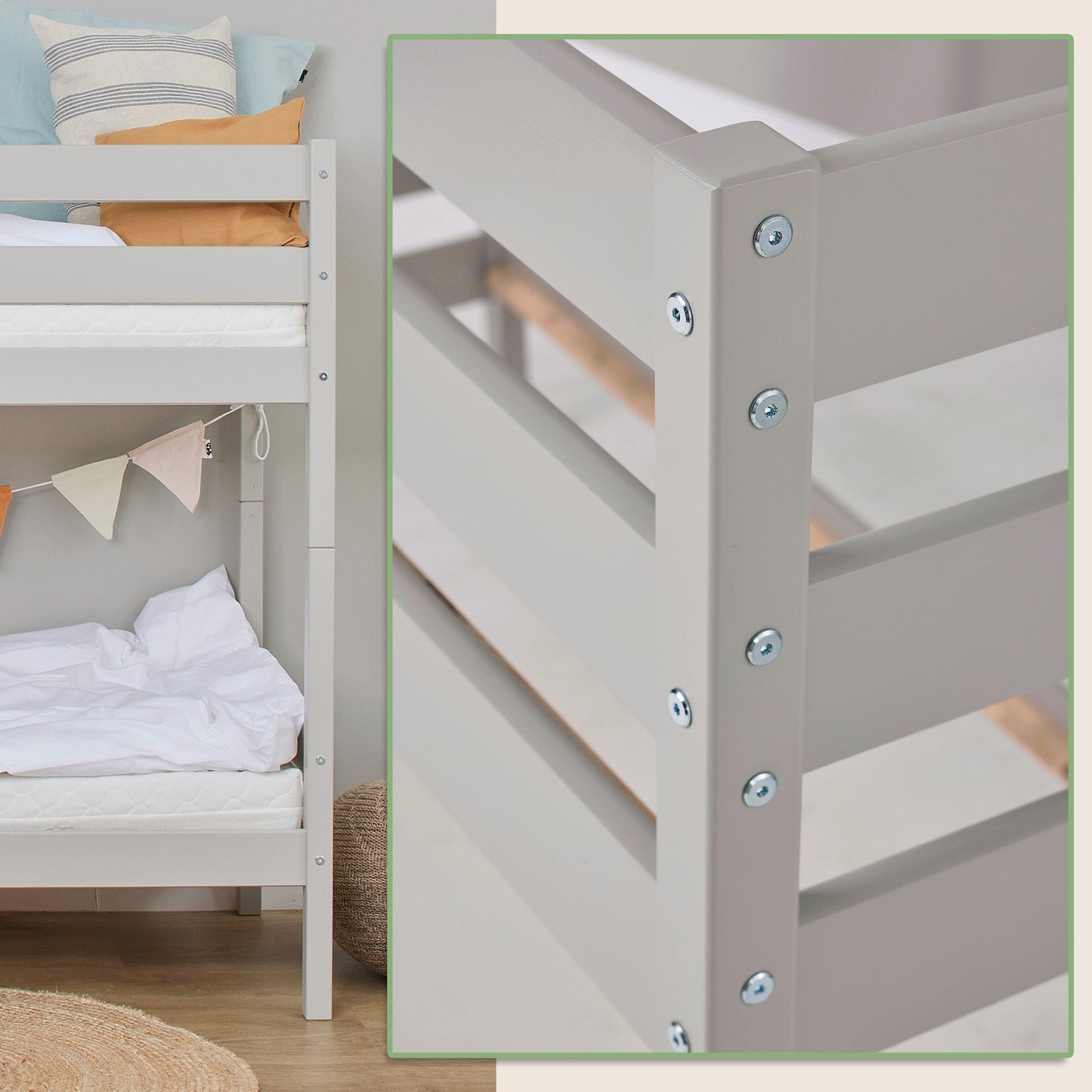 Hoppekids ECO Comfort Køjeseng med 2 Madrasser 70x160 / 90x200