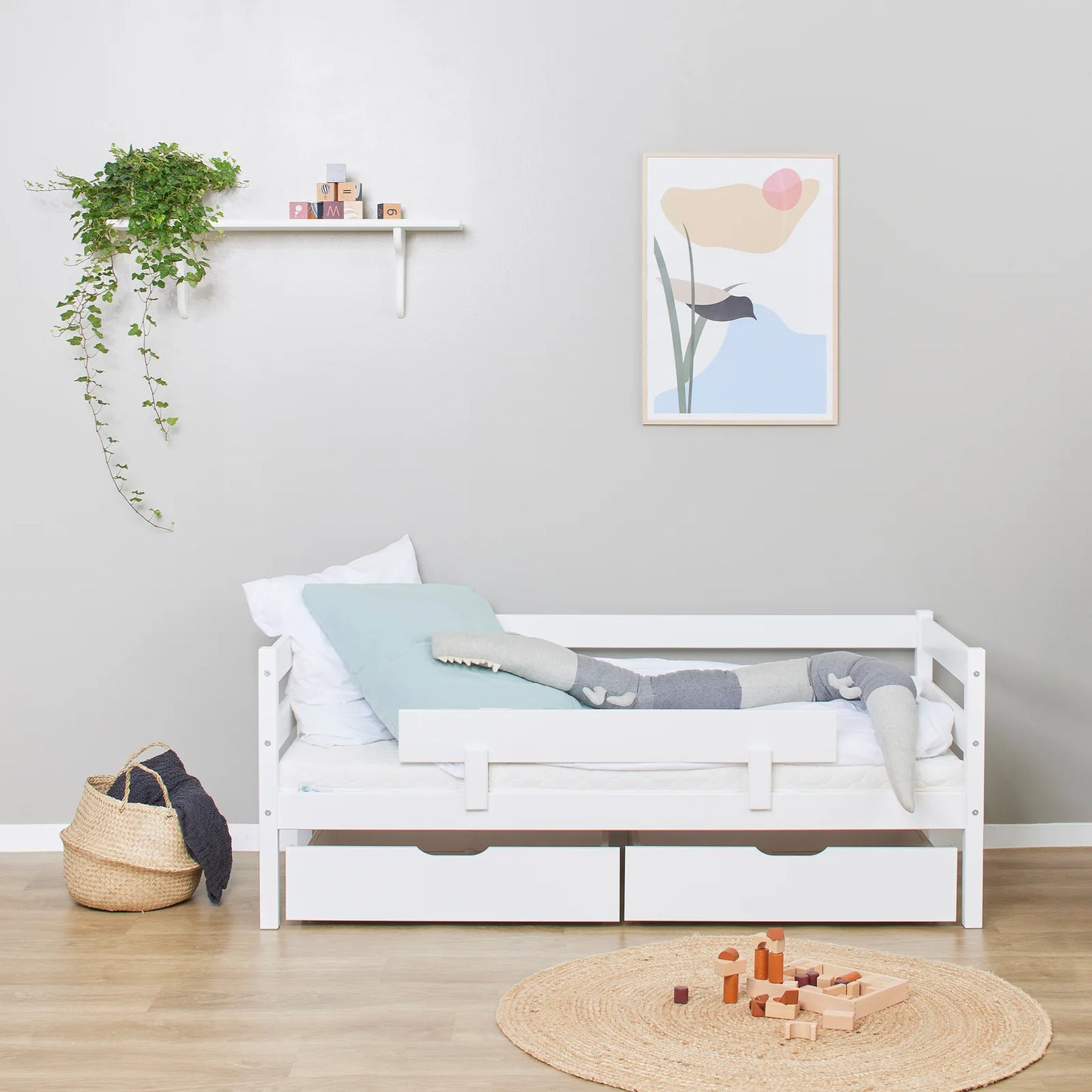 Hoppekids ECO Comfort, Toddler Bed, 70x160cm, with drawers and bed rail
