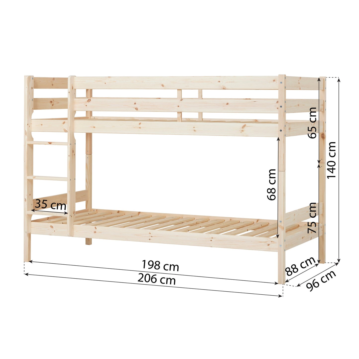Hoppekids ECO Comfort Køjeseng med 2 Madrasser 70x160 / 90x200
