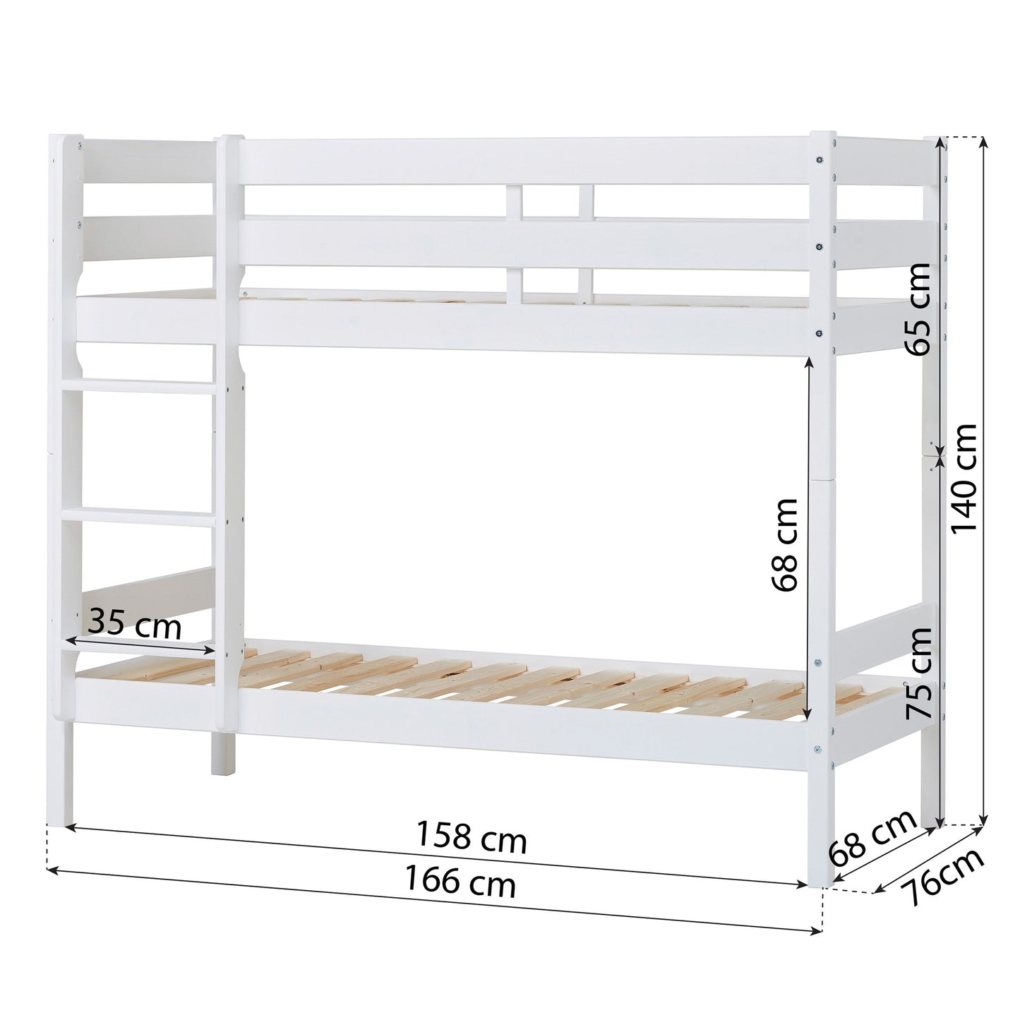 Hoppekids ECO Comfort Køjeseng med 2 Madrasser 70x160 / 90x200