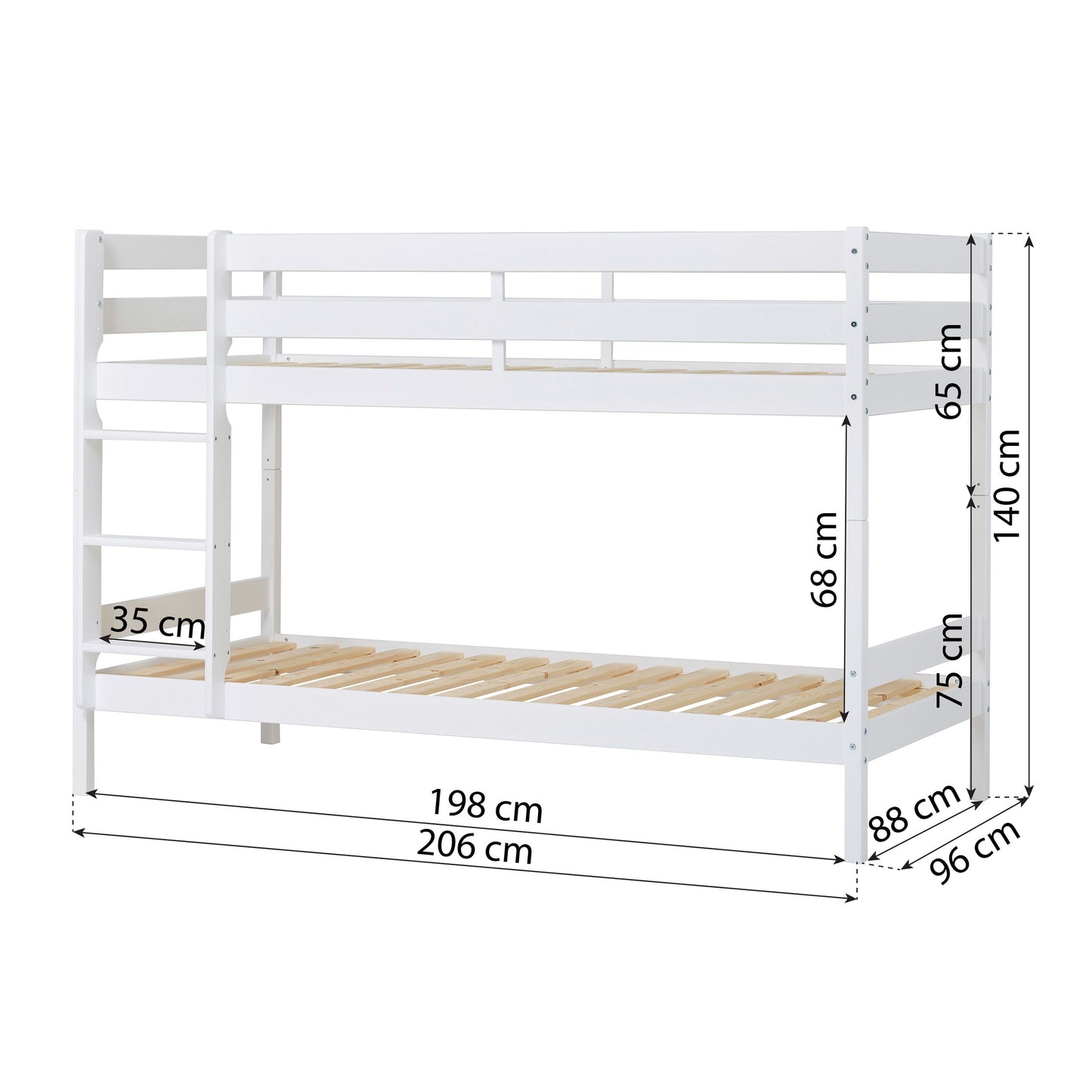 Hoppekids ECO Comfort Køjeseng med 2 Madrasser 70x160 / 90x200