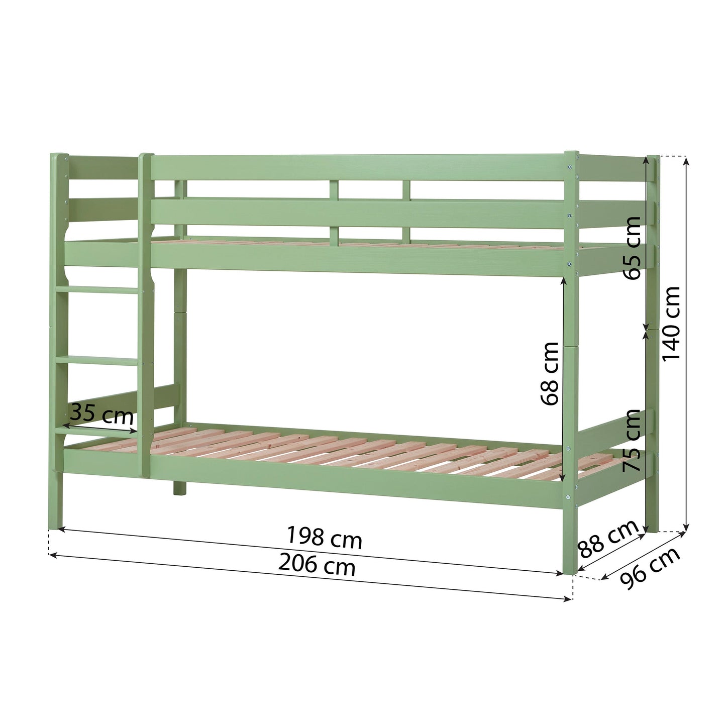Hoppekids ECO Comfort Køjeseng med 2 Madrasser 70x160 / 90x200