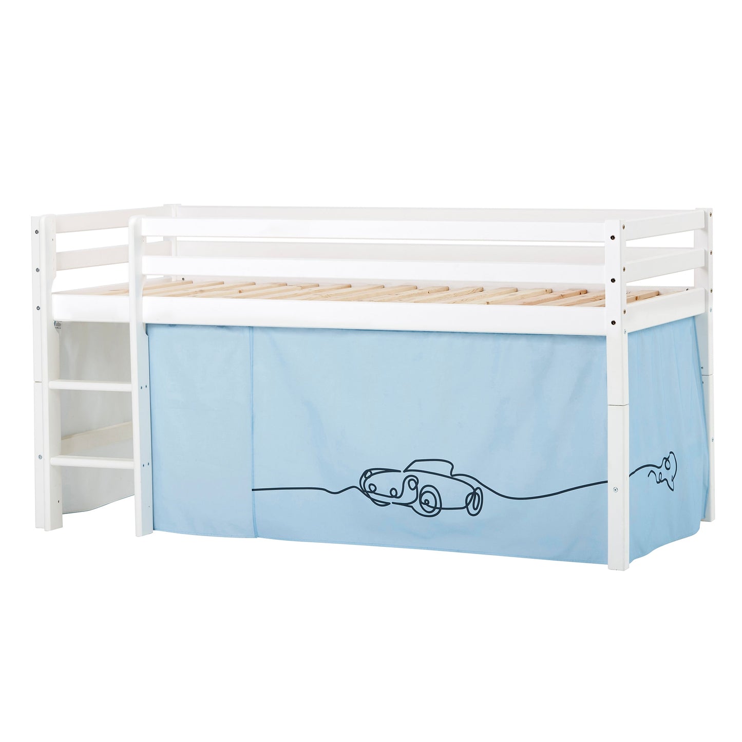 ECO Dream Mid-Height Bed with Cars Bed Curtain