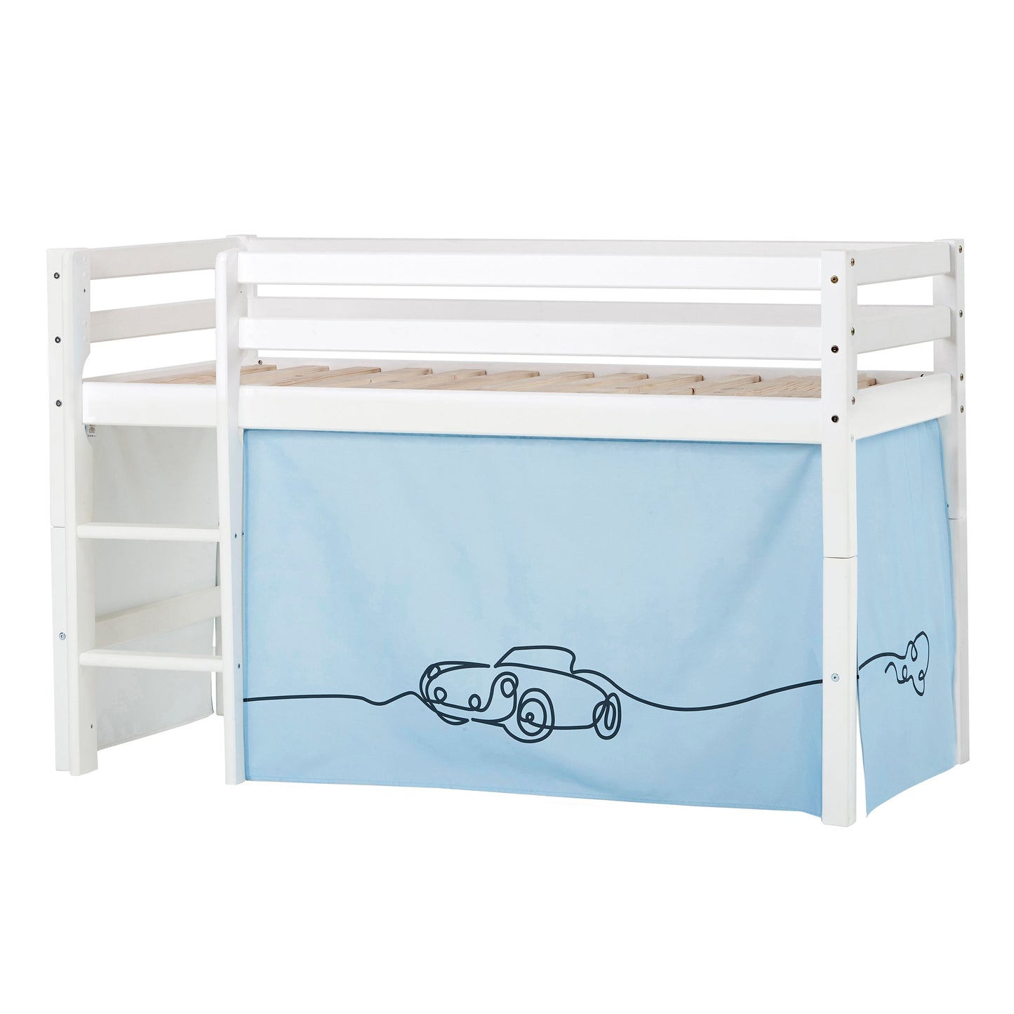 ECO Dream Mid-Height Bed with Cars Bed Curtain