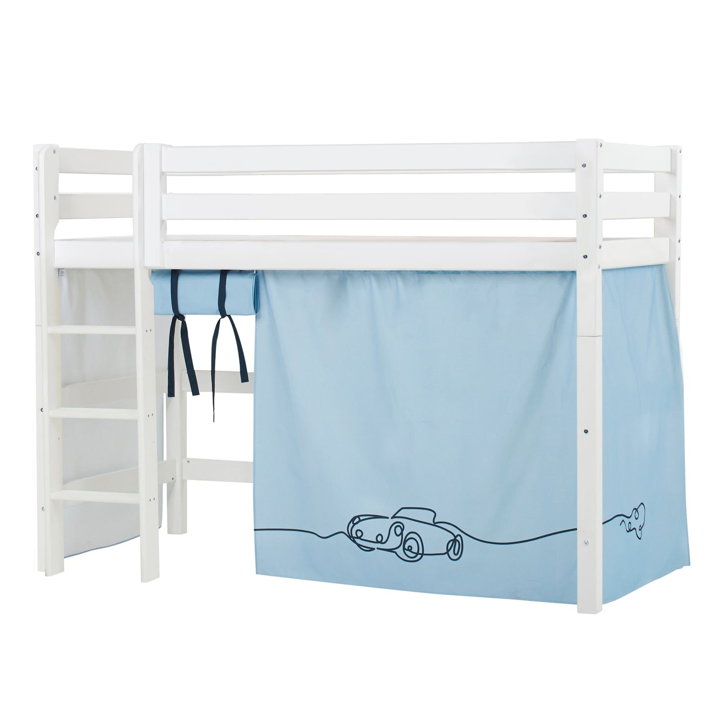 ECO Luxury Mid-High Bed with Cars Curtain from Hoppekids