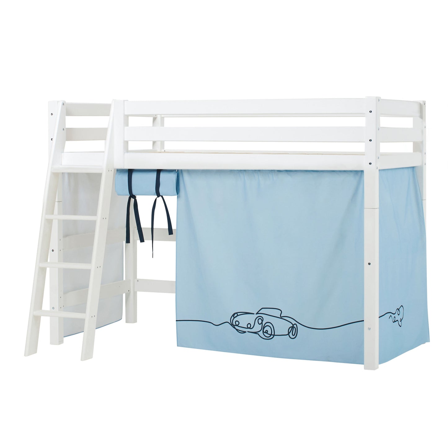 ECO Luxury Mid-High Bed with Cars Curtain from Hoppekids