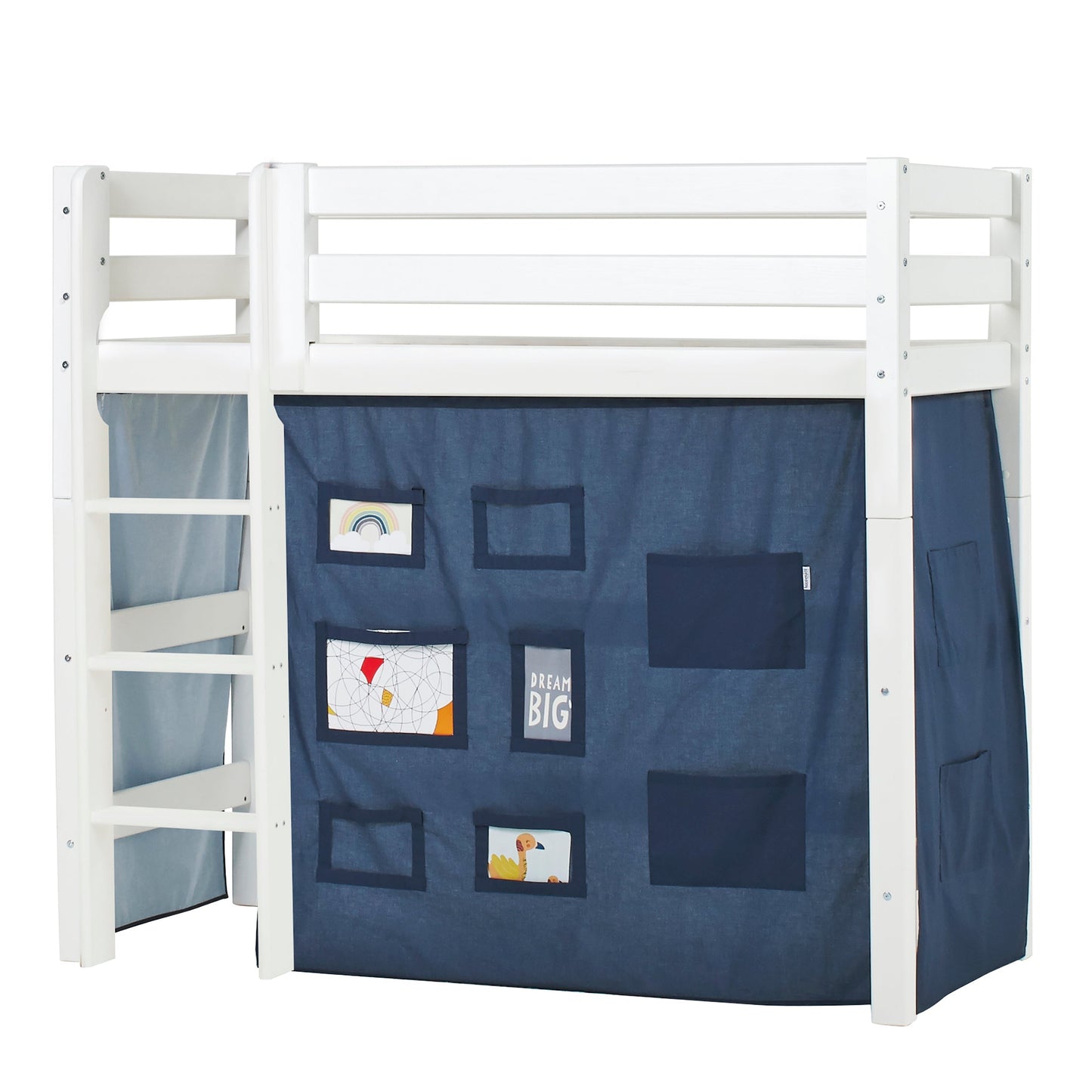 ECO Luxury Medium High Bed with Blue Creator Bed Curtain