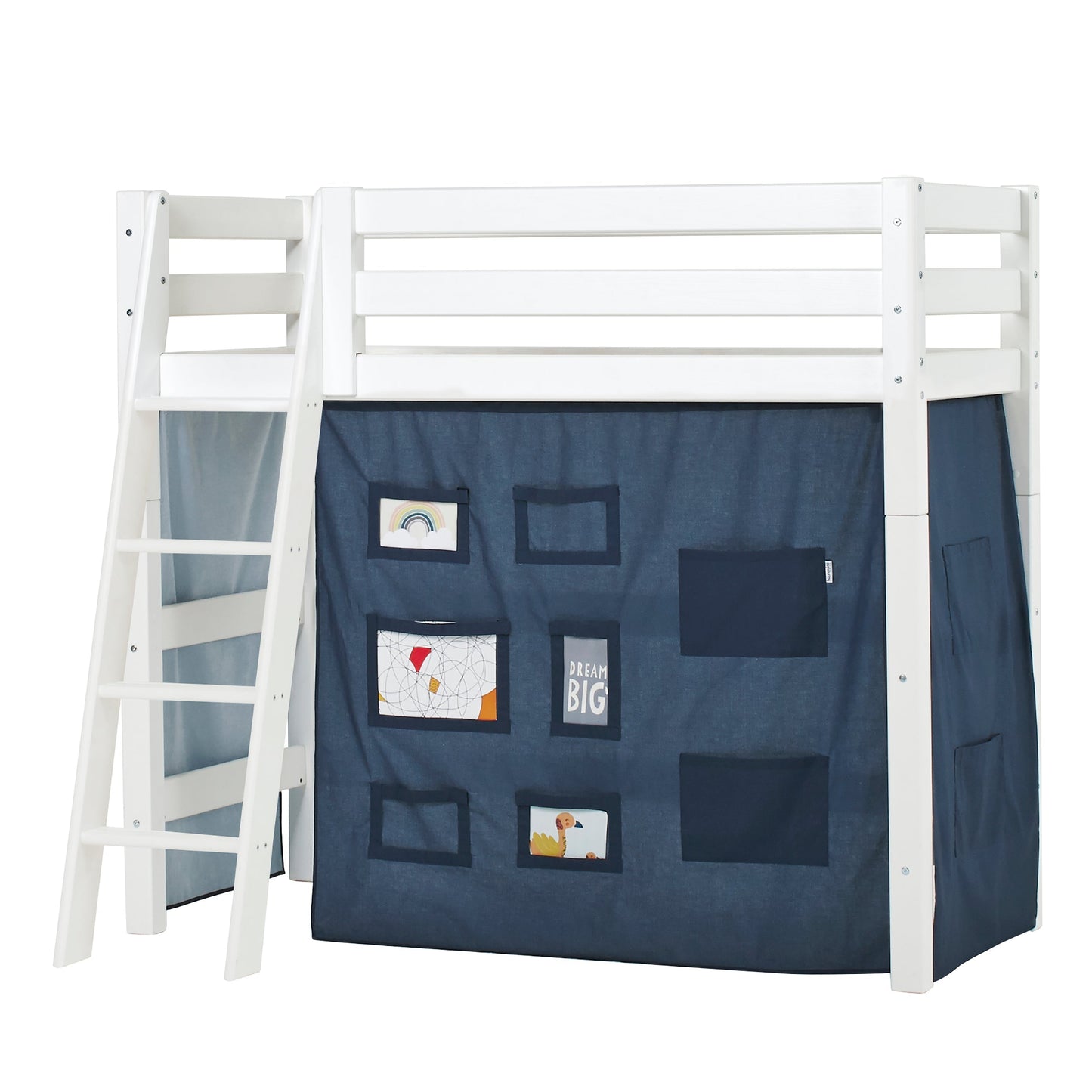 ECO Luxury Medium High Bed with Blue Creator Bed Curtain