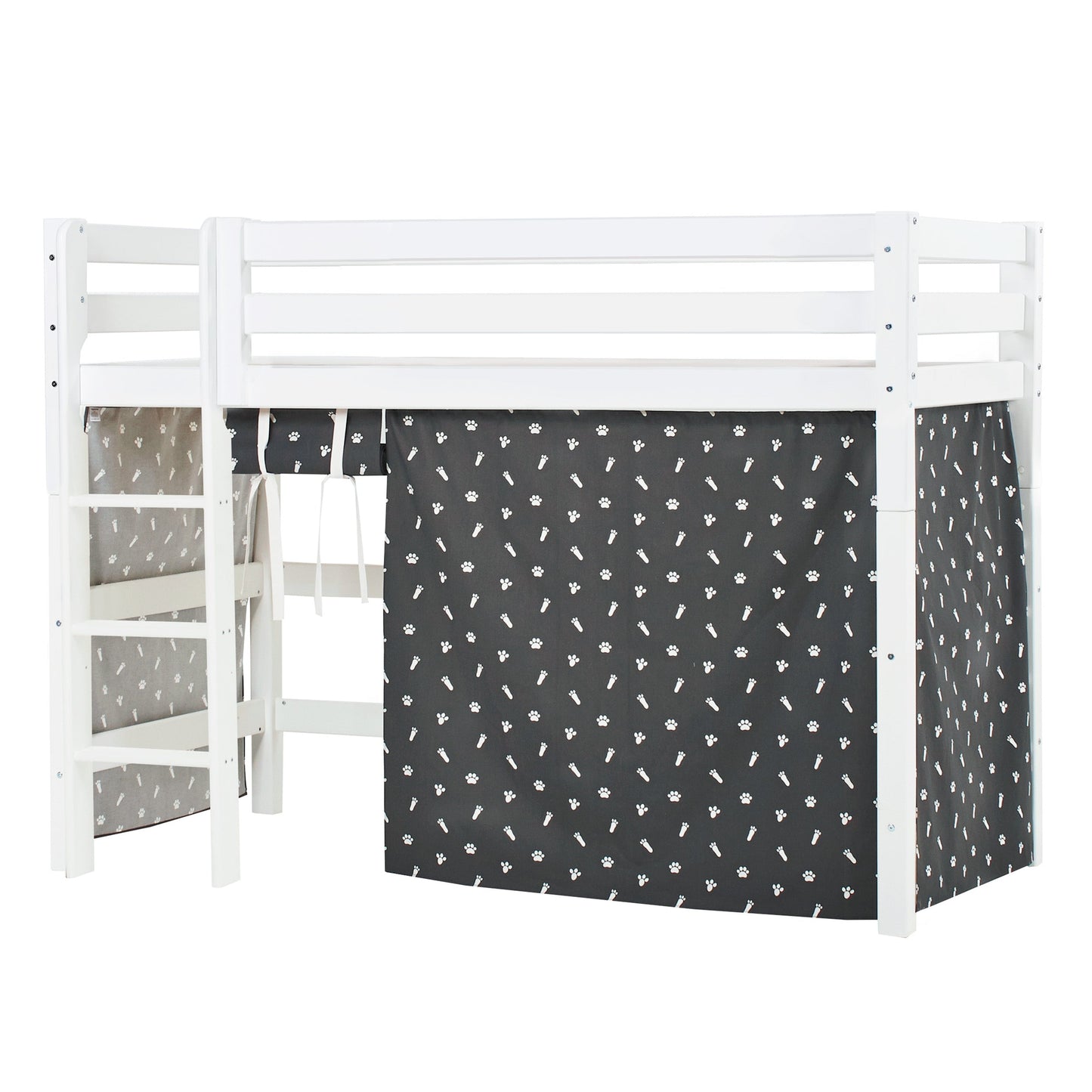Hoppekids ECO Luxury Mid-High Bed with Pets Granite Grey Bed Curtain