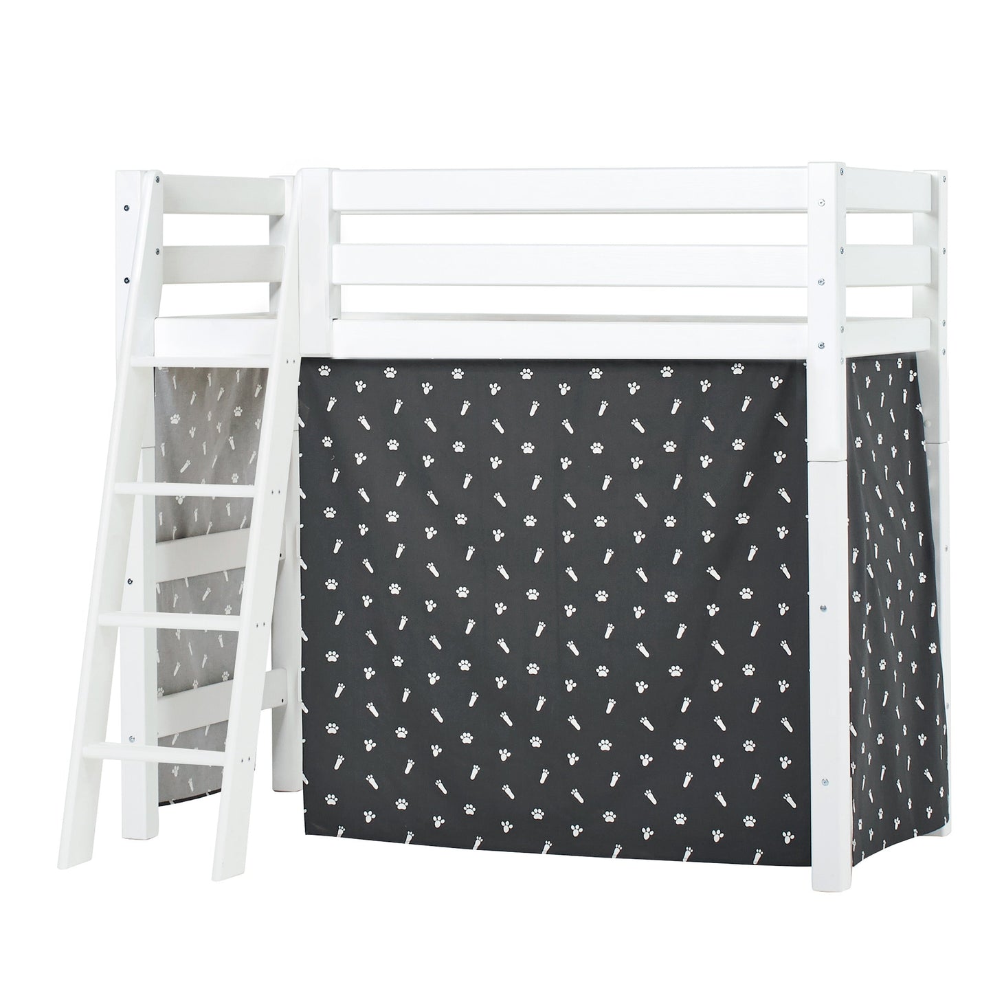 Hoppekids ECO Luxury Mid-High Bed with Pets Granite Grey Bed Curtain