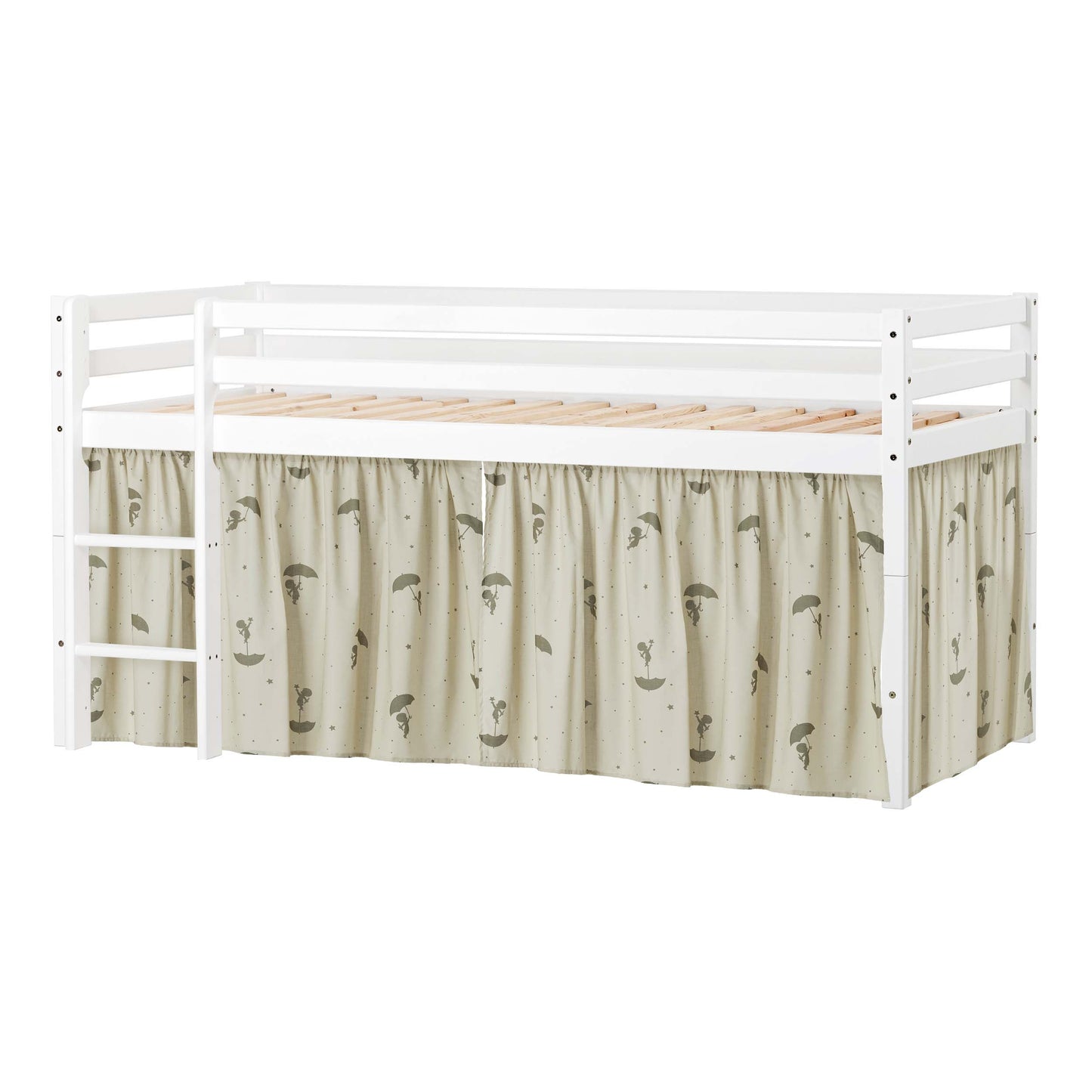 ECO Dream Mid-Height Bed with Green Ole Lukoie Bed Curtain