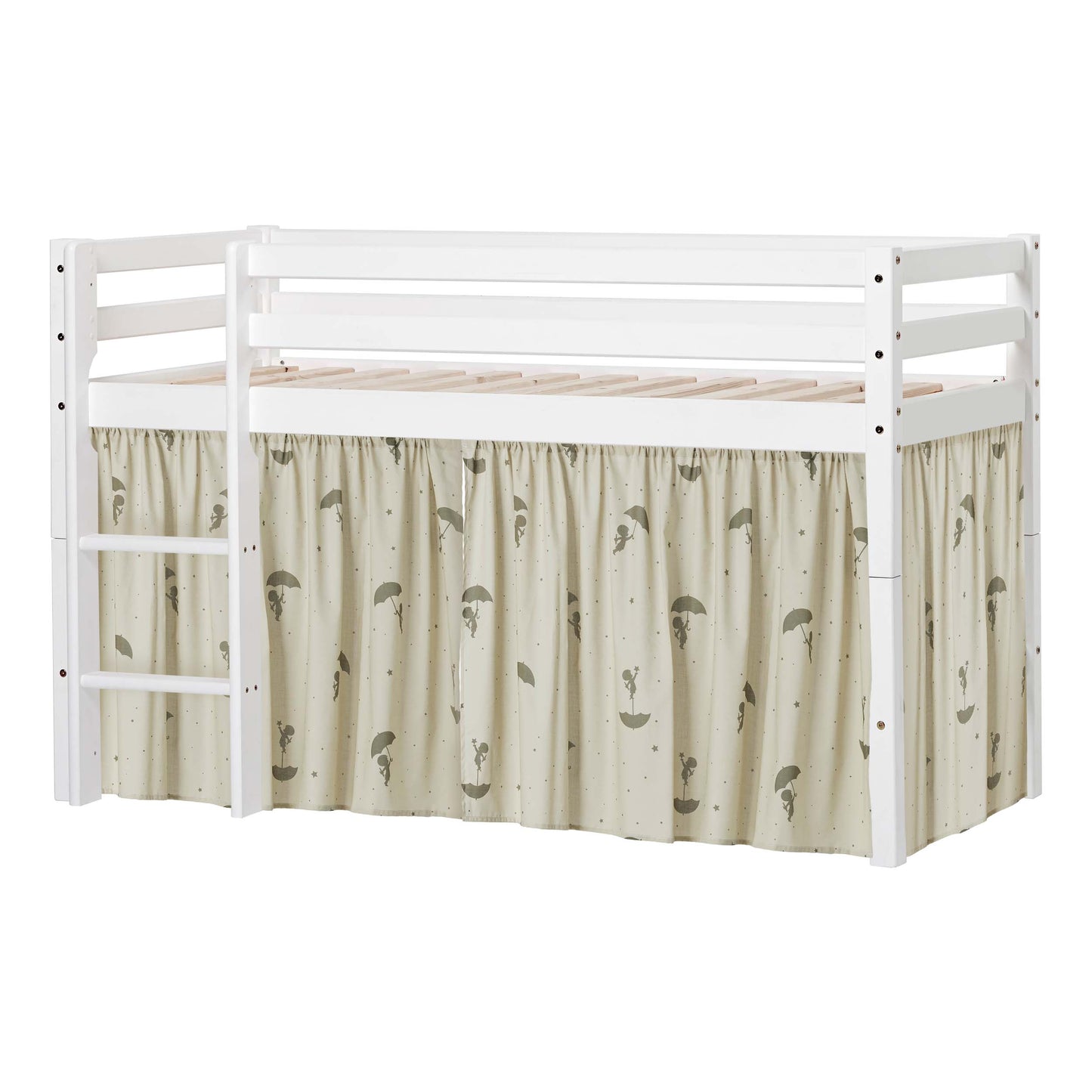ECO Dream Mid-Height Bed with Green Ole Lukoie Bed Curtain