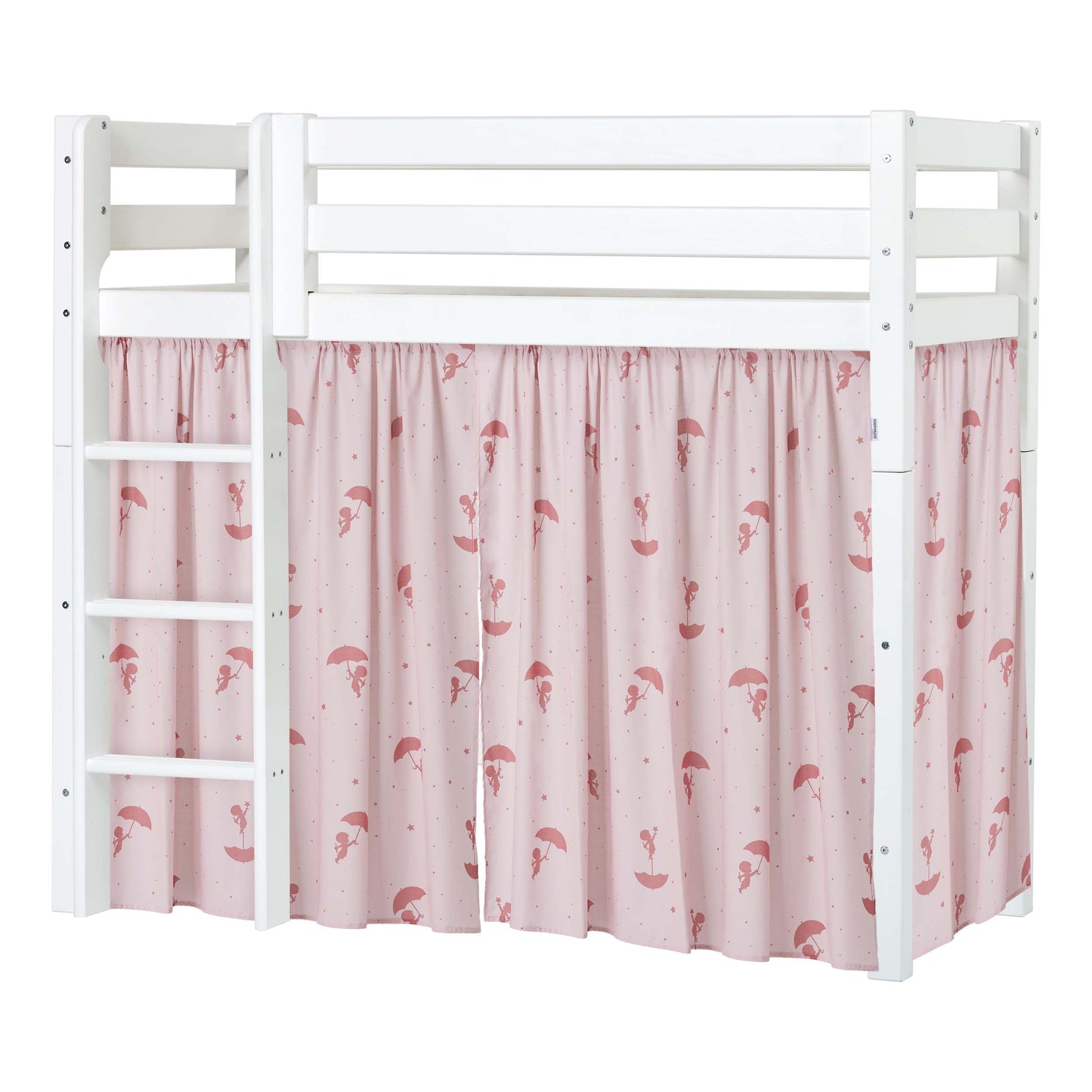 Hoppekids ECO Luxury Mid-High Bed with Red Ole Lukoie Bed Curtain