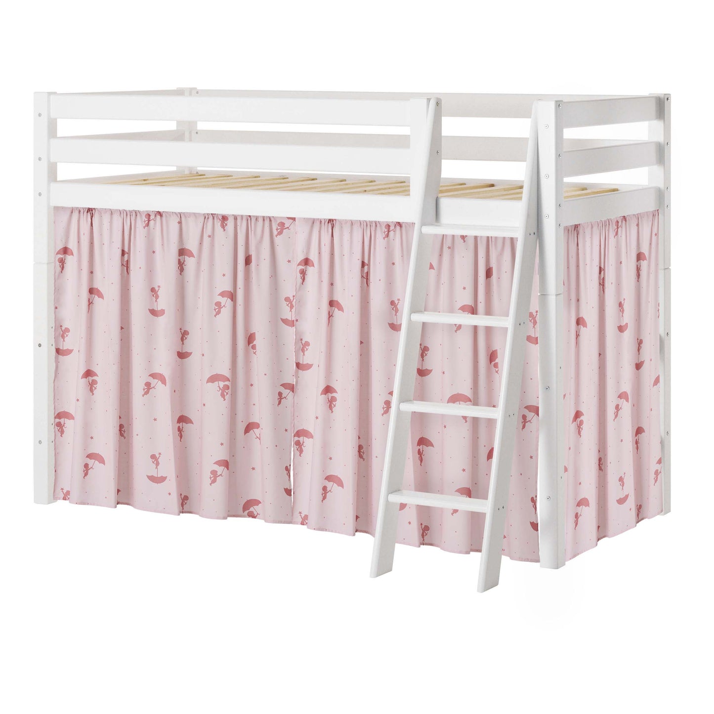 Hoppekids ECO Luxury Mid-High Bed with Red Ole Lukoie Bed Curtain