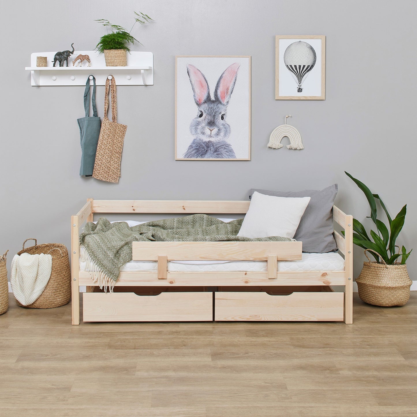 ECO Comfort Junior Bed 70x160 cm incl. Drawers and Guard Rail