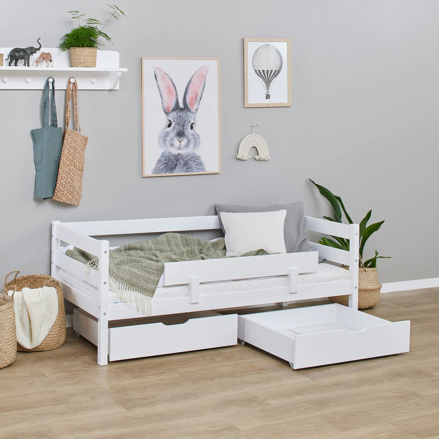 Hoppekids ECO Comfort, Toddler Bed, 70x160cm, with drawers and bed rail