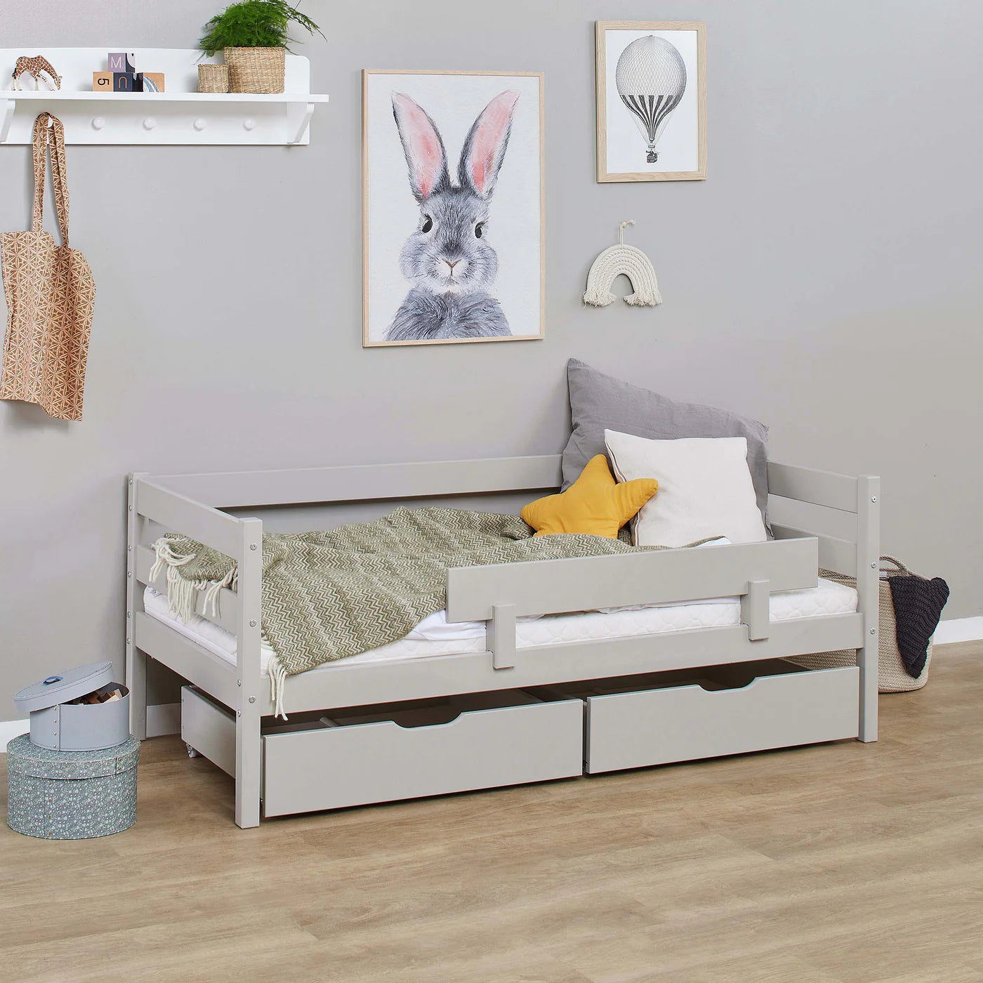Hoppekids ECO Comfort, Toddler Bed, 70x160cm, with drawers and bed rail