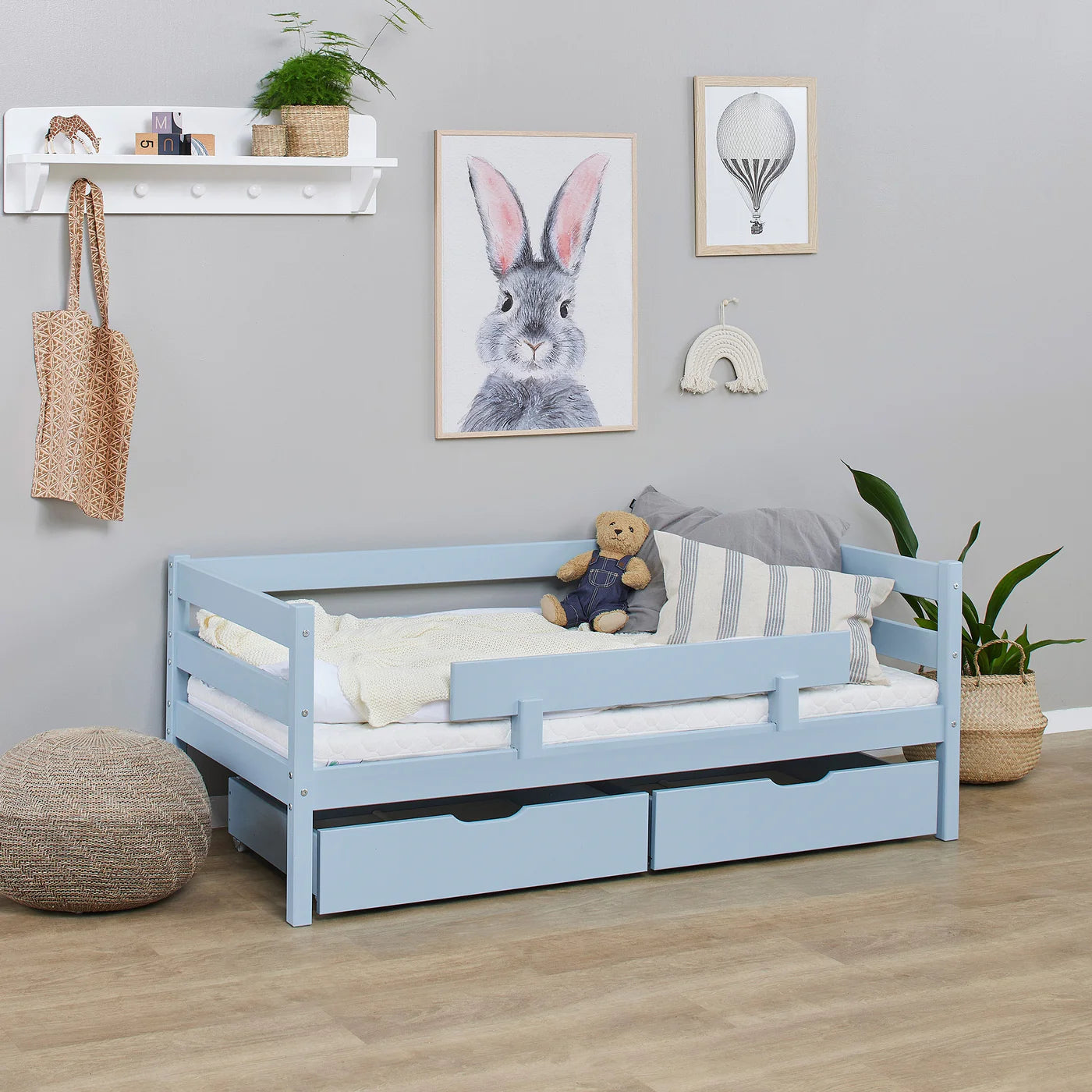 Hoppekids ECO Comfort, Toddler Bed, 70x160cm, with drawers and bed rail