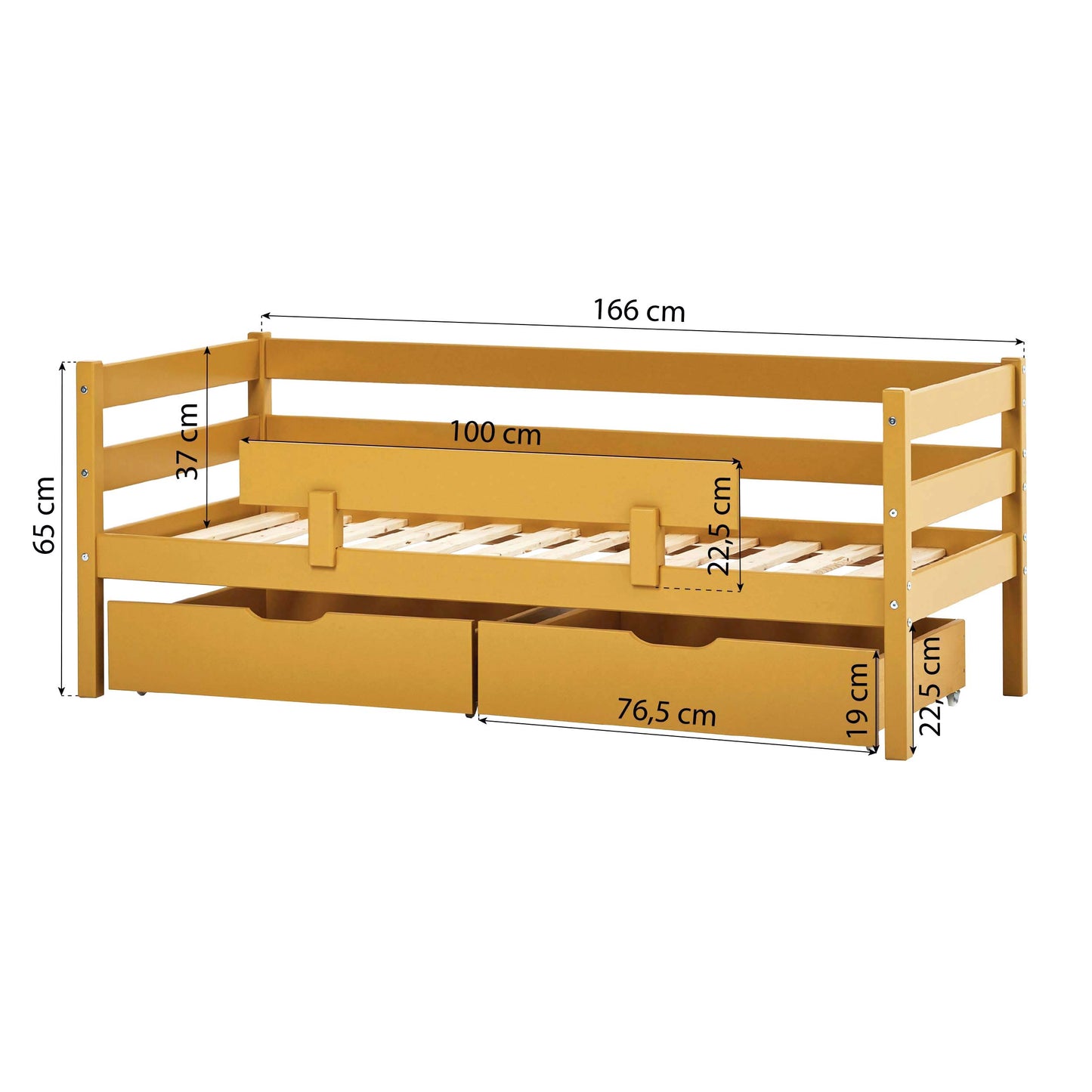 ECO Comfort Junior Bed 70x160 cm incl. Drawers and Guard Rail