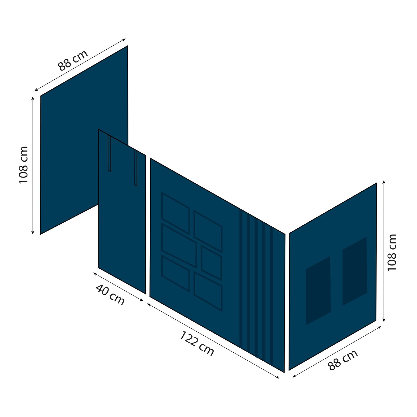 ECO Luxury Medium High Bed with Blue Creator Bed Curtain