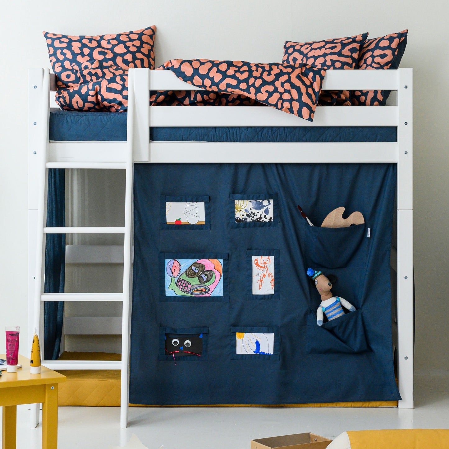ECO Luxury Medium High Bed with Blue Creator Bed Curtain