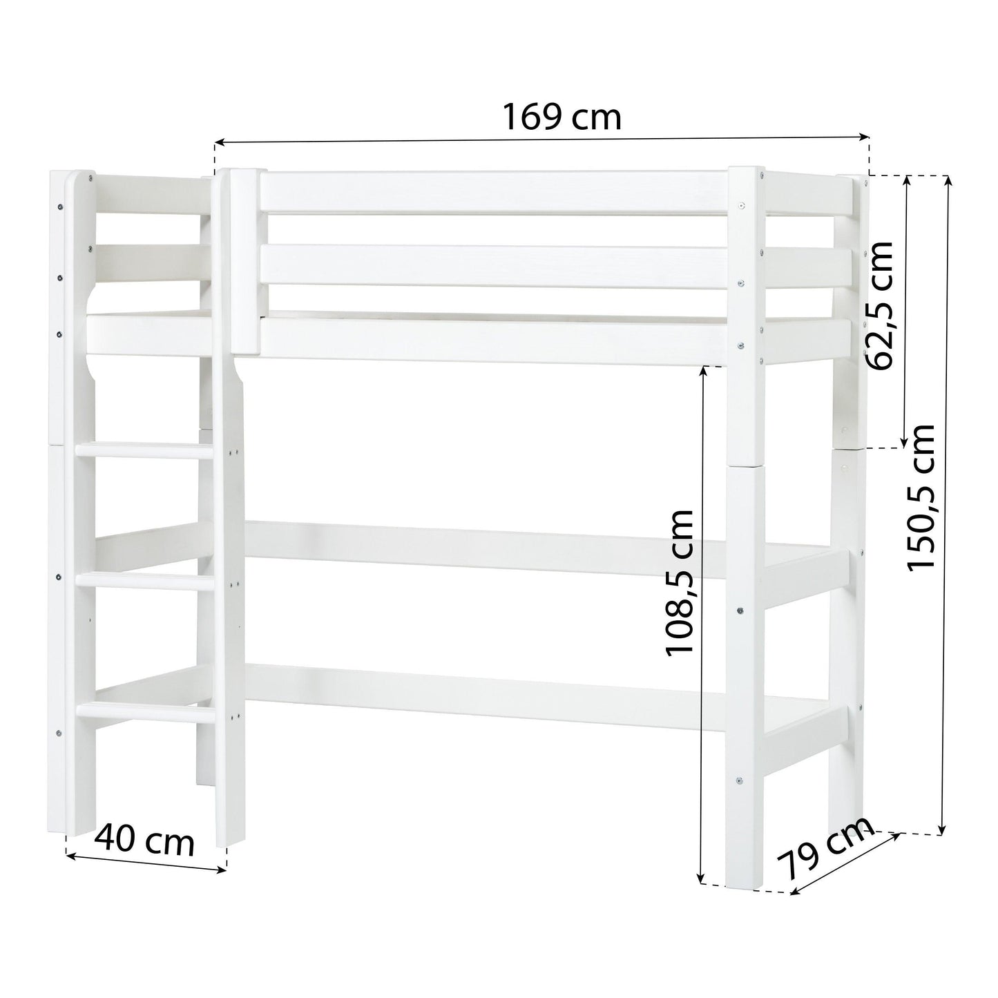 Hoppekids ECO Luxury Mid-High Bed with Princess Bed Curtain