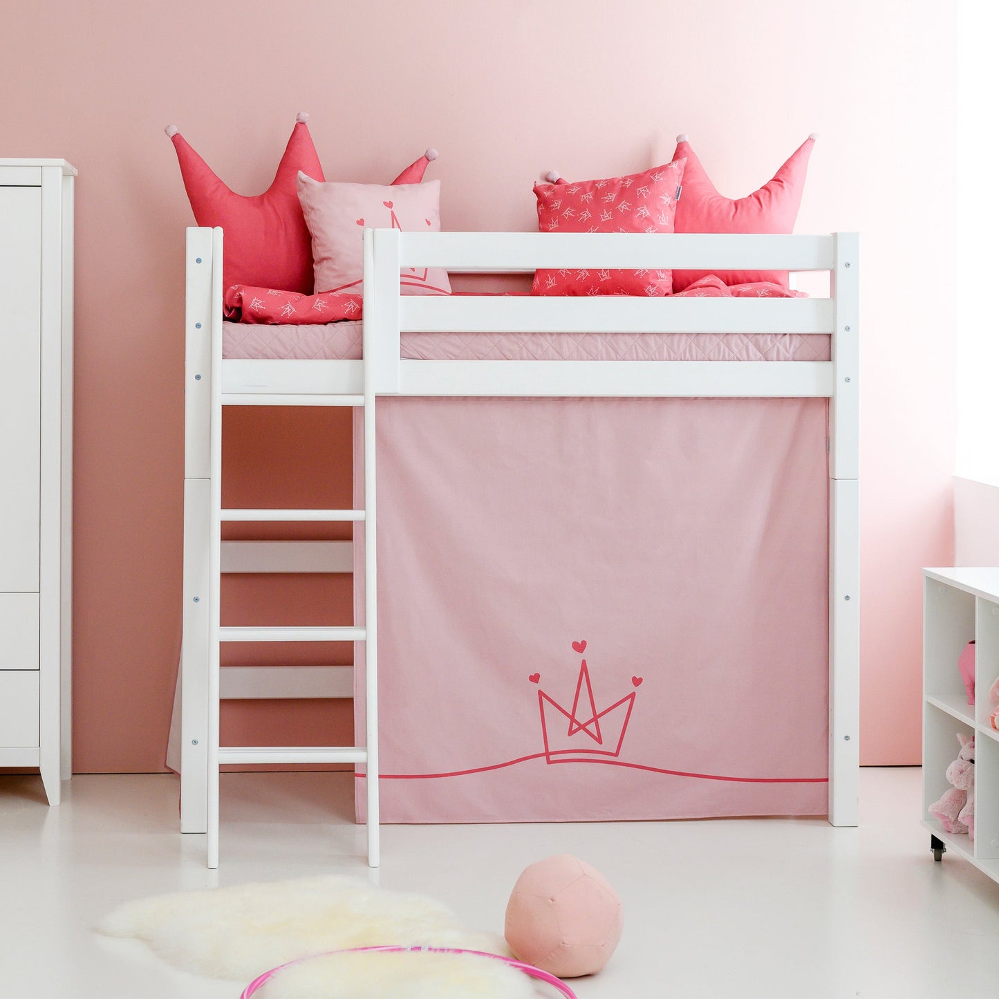 Hoppekids ECO Luxury Mid-High Bed with Princess Bed Curtain