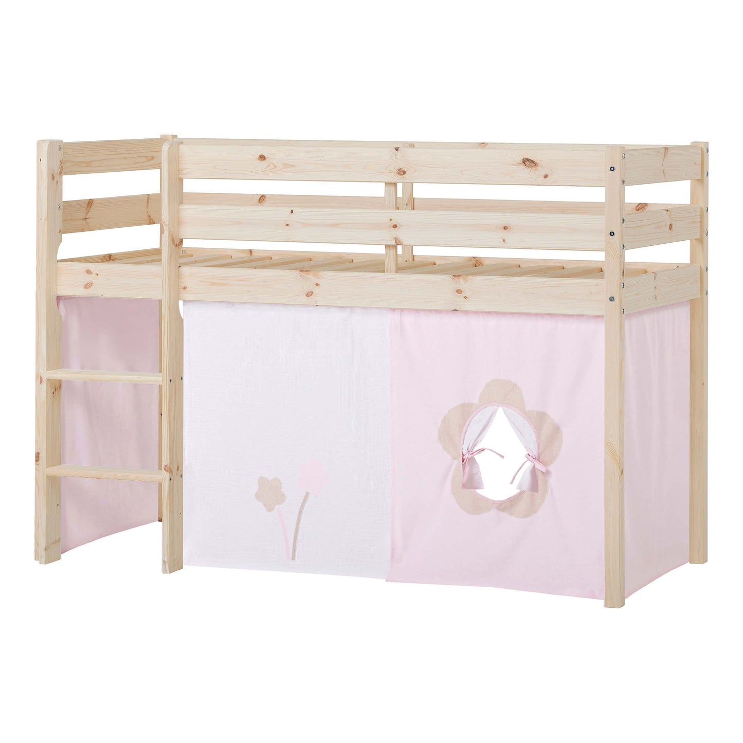 Hoppekids ECO Comfort Mid-High Bed with Fairytale Flower Bed Curtain