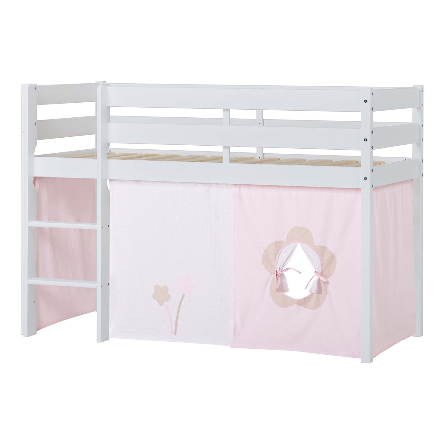 Hoppekids ECO Comfort Mid-High Bed with Fairytale Flower Bed Curtain