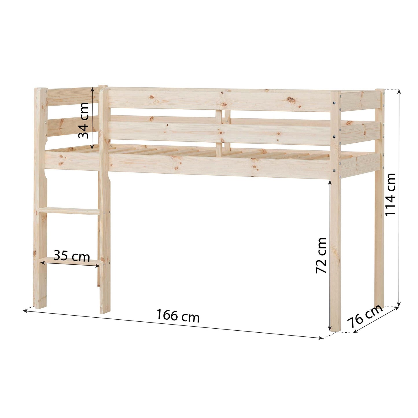 Unicorn Half-High ECO Comfort Bed with Curtain