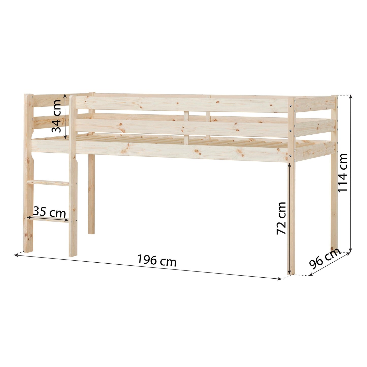 Unicorn Half-High ECO Comfort Bed with Curtain