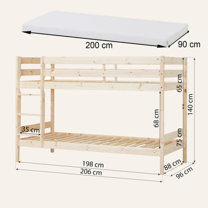 Hoppekids ECO Comfort Køjeseng med 2 Madrasser 70x160 / 90x200