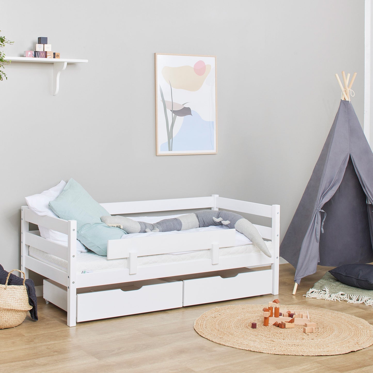 ECO Comfort Junior Bed 70x160 cm incl. Drawers and Guard Rail
