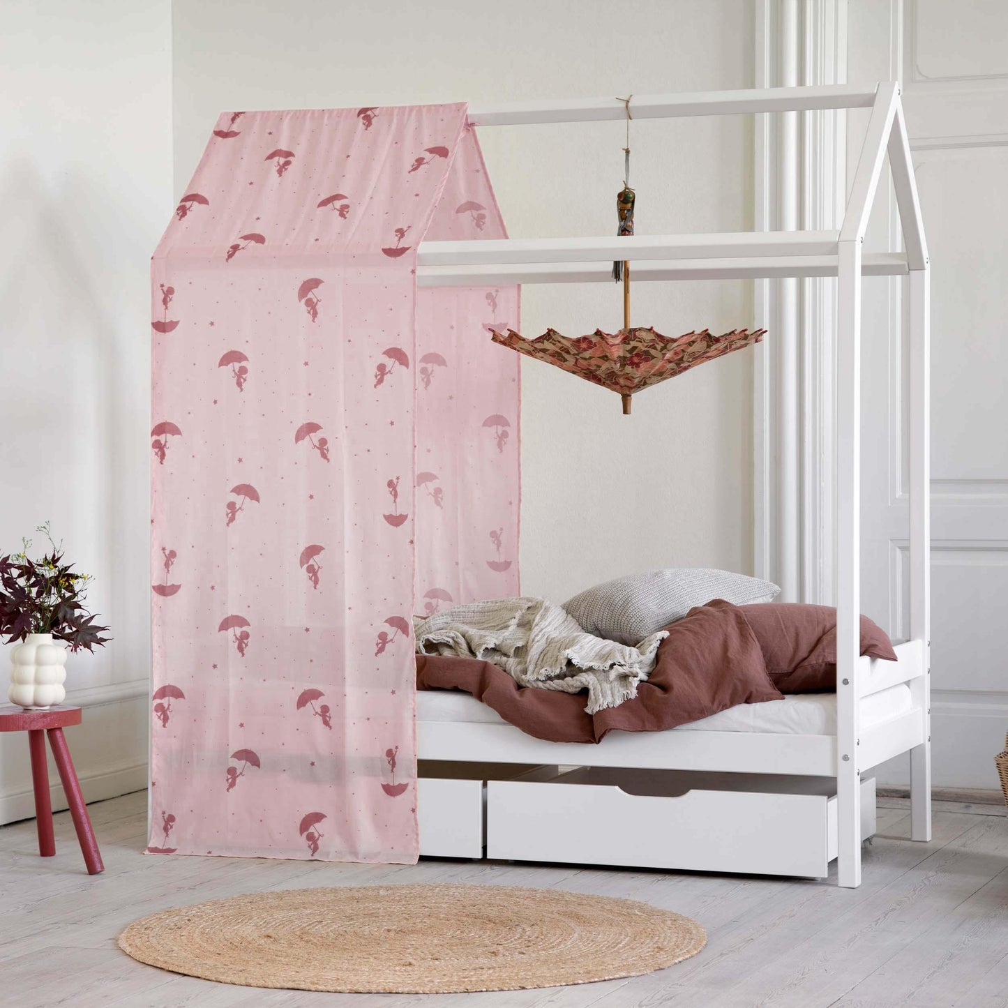 Hoppekids Ole Lukoie Bed Curtain for House Bed, Red