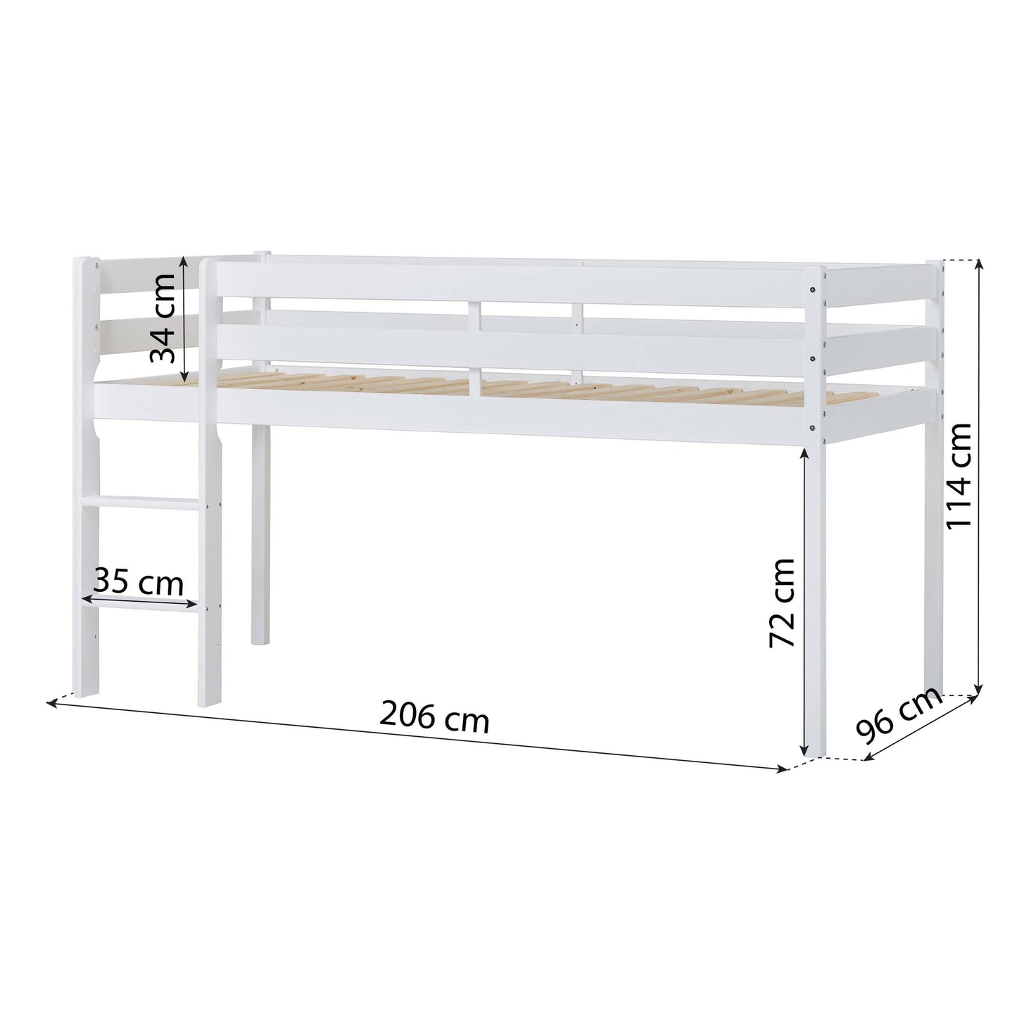 Unicorn Half-High ECO Comfort Bed with Curtain