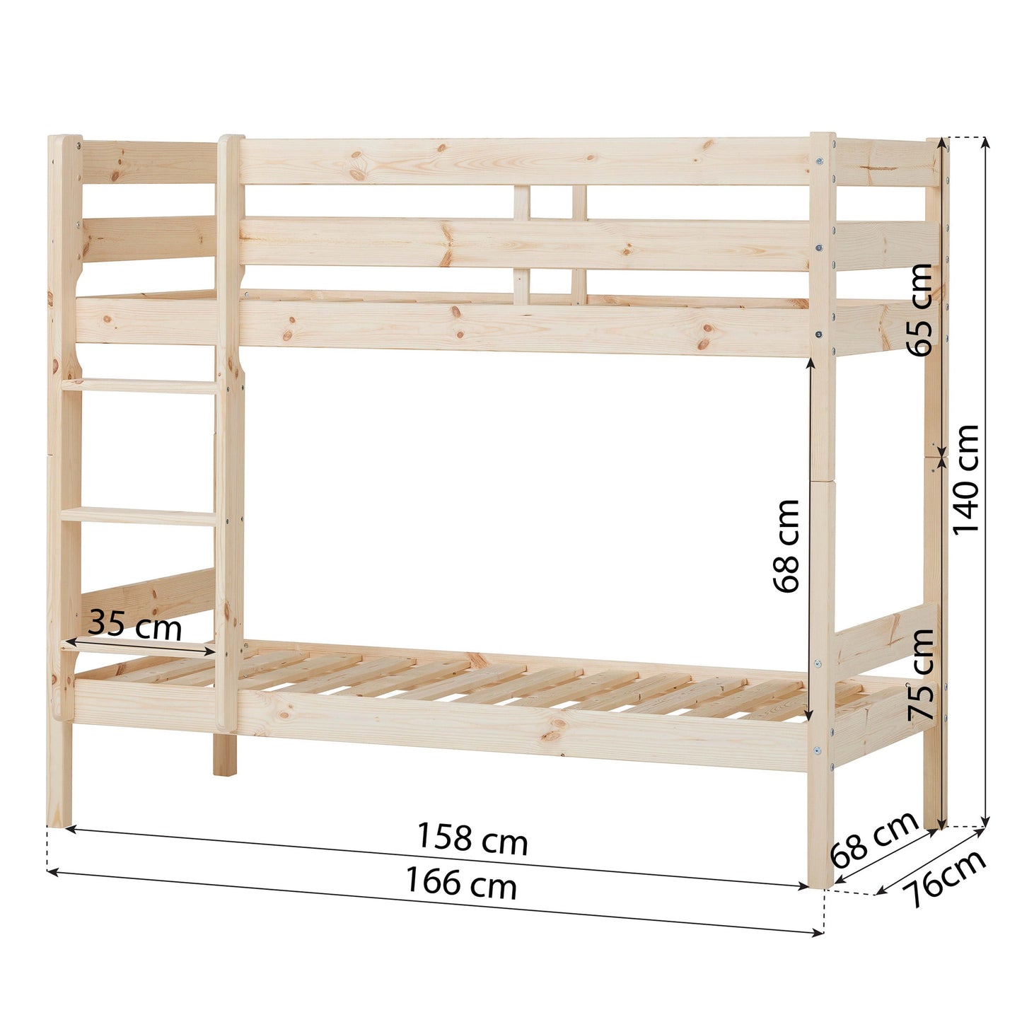 Hoppekids ECO Comfort Køjeseng med 2 Madrasser 70x160 / 90x200