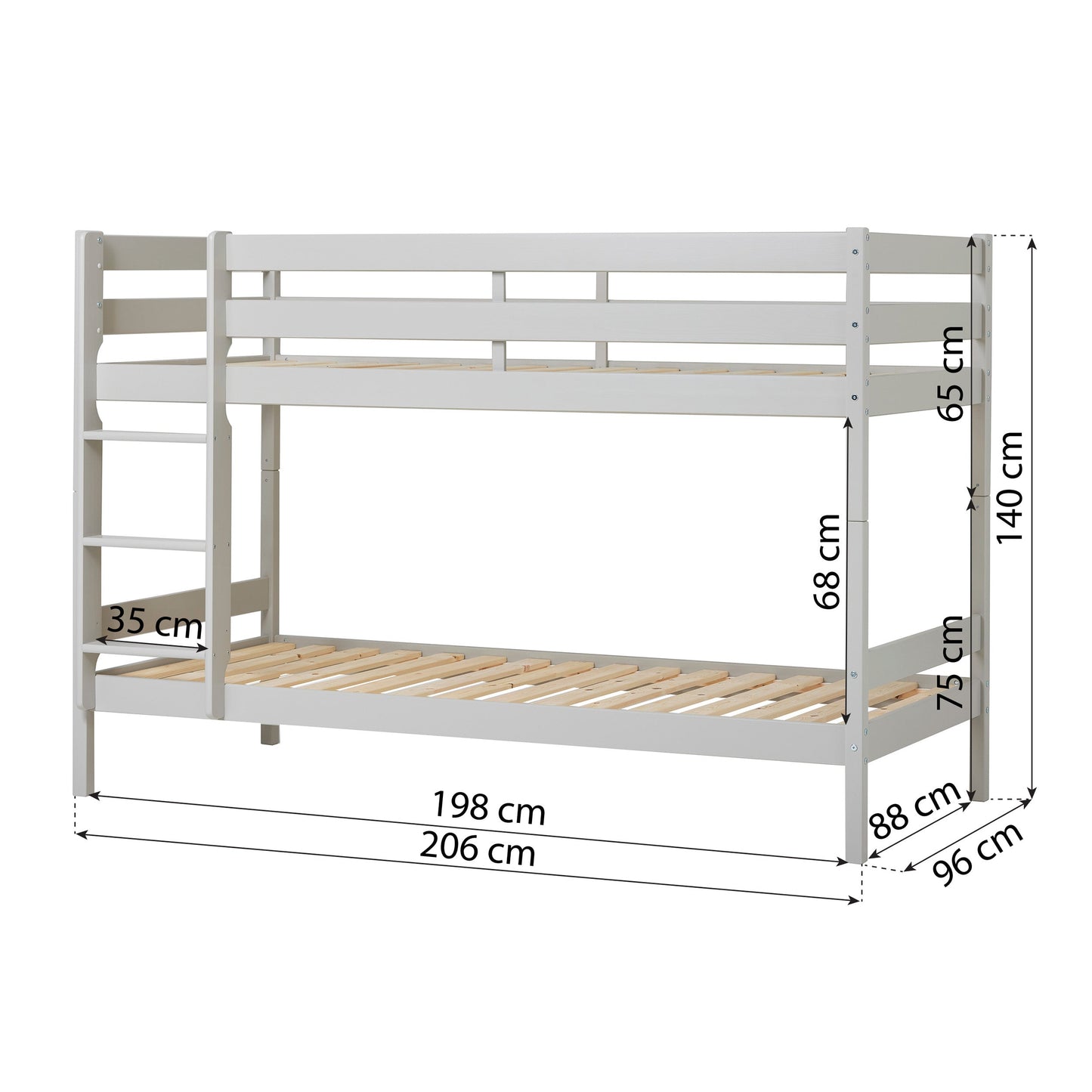 Hoppekids ECO Comfort Køjeseng med 2 Madrasser 70x160 / 90x200