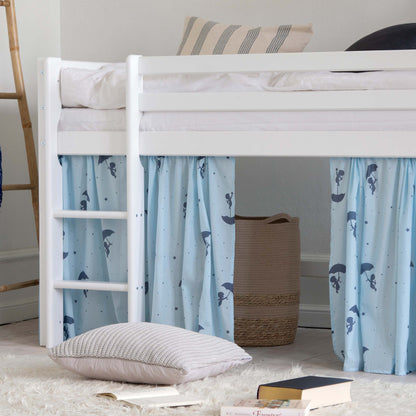 Hoppekids ECO Comfort Mid-High Bed with Blue Ole Lukoie Bed Curtai