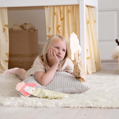 Hoppekids ECO Comfort Mid-High Bed with Yellow Ole Lukoie Bed Curtain