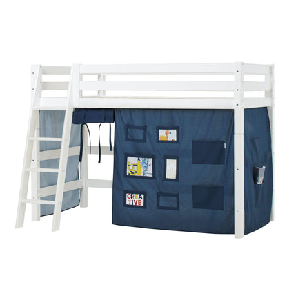 ECO Luxury Medium High Bed with Blue Creator Bed Curtain