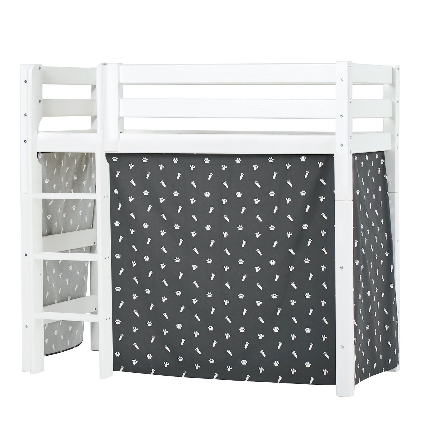 Hoppekids ECO Luxury Mid-High Bed with Pets Granite Grey Bed Curtain