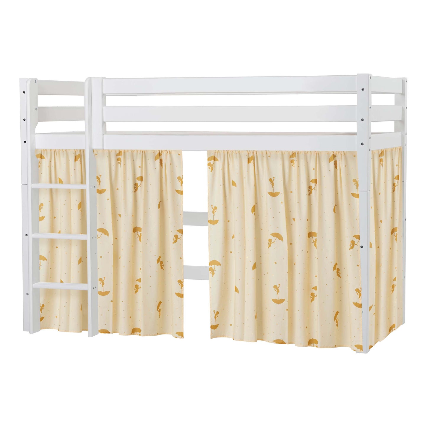 Hoppekids ECO Luxury Mid-High Bed with Yellow Ole Lukoie Bed Curtain