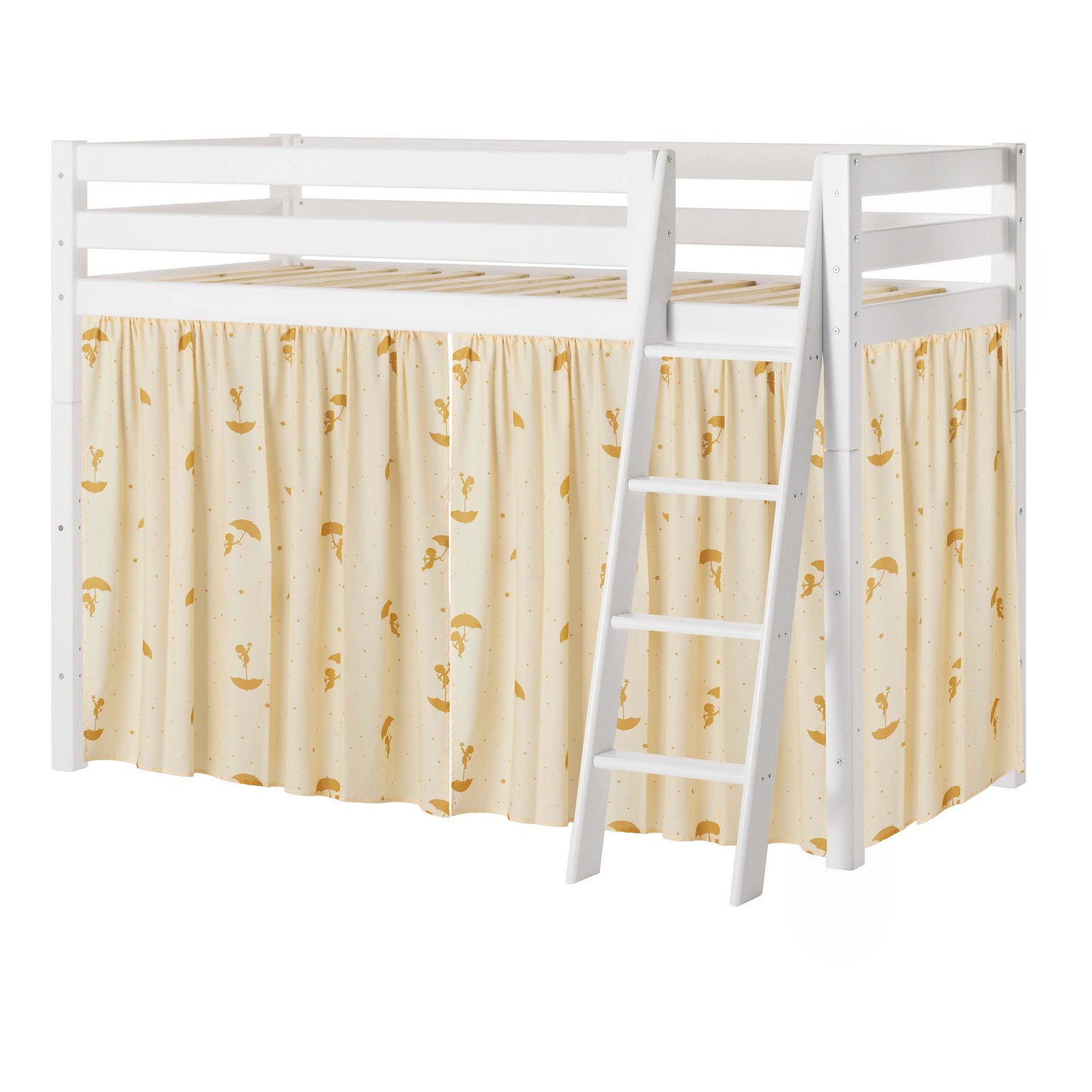 Hoppekids ECO Luxury Mid-High Bed with Yellow Ole Lukoie Bed Curtain