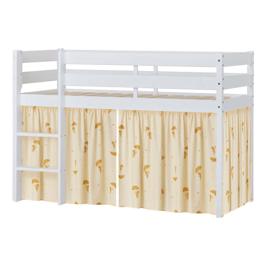 Hoppekids ECO Comfort Mid-High Bed with Yellow Ole Lukoie Bed Curtain