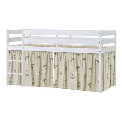 Hoppekids ECO Comfort Mid-High Bed with Green Ole Lukoie Bed Curtain