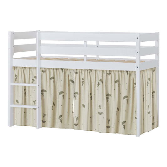 Hoppekids ECO Comfort Mid-High Bed with Green Ole Lukoie Bed Curtain
